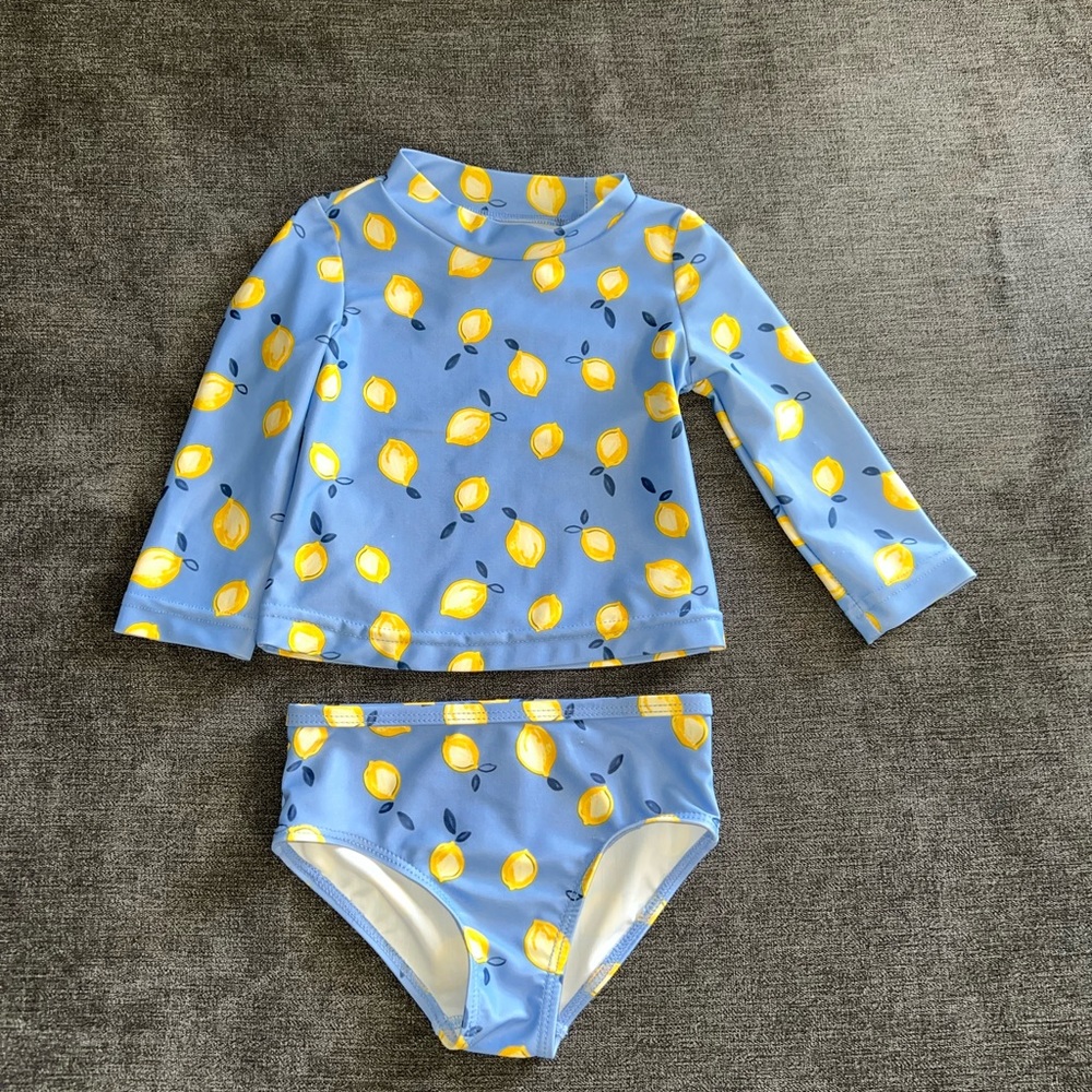 Carters 2piece Lemon Long Sleeve Swim Suit Size 6 Mo